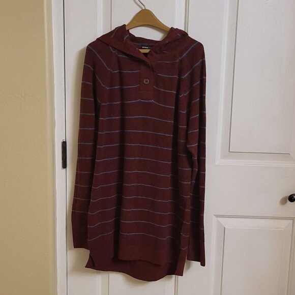 Prana Tops - Prana Women's Milani Striped Tunic Hoodie Maroon Stripe Size Medium NWT